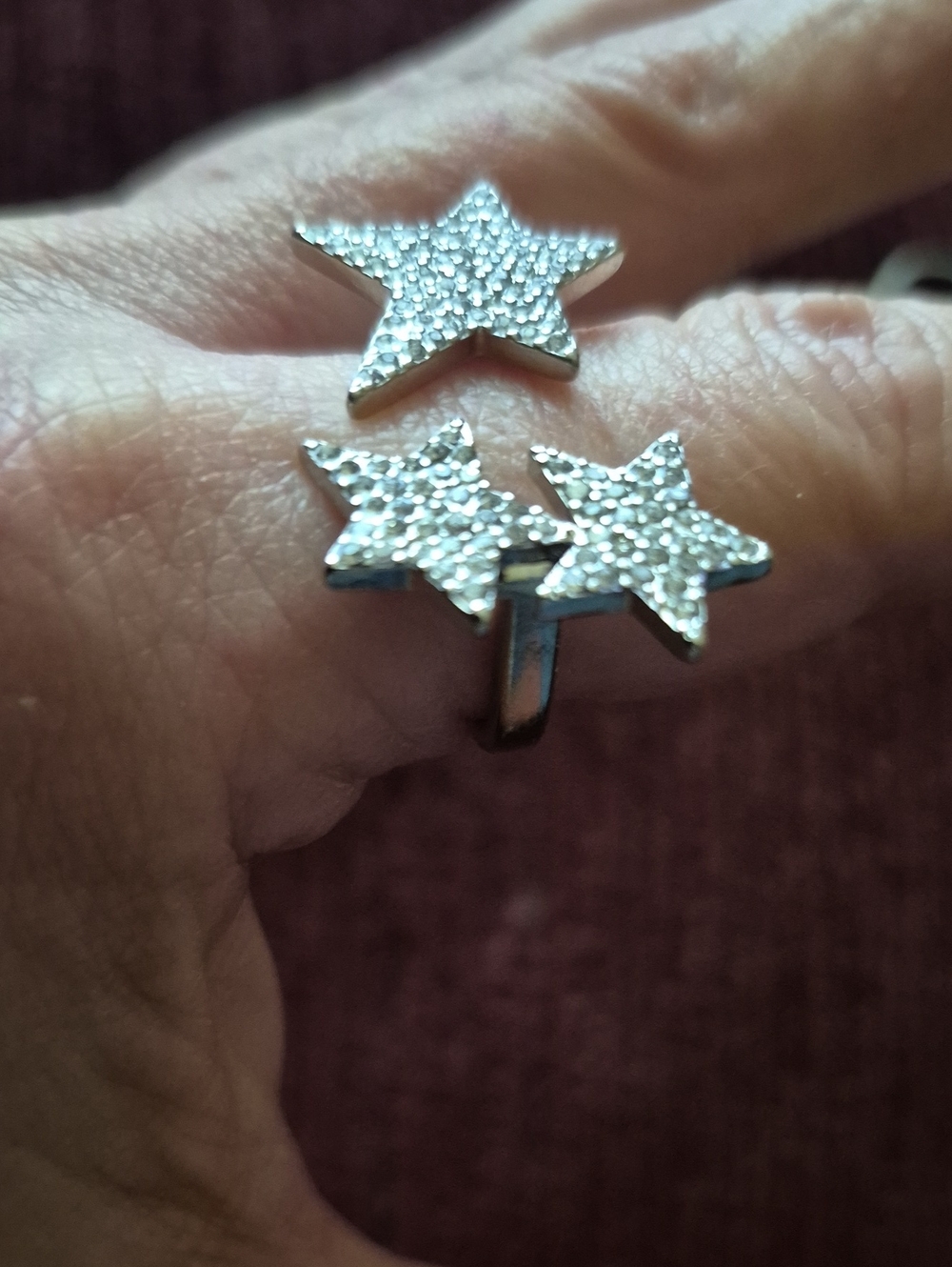 Triple Star Pavé Ring in Silver